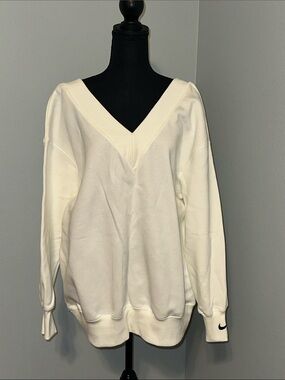 Nike Women's V-Neck Pullover Sweater in Cream